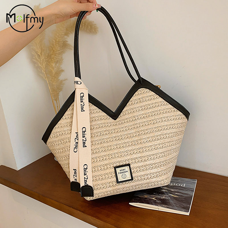 Tote Bag Beach - Ladies Beach Bag Vintage Handmade Woven