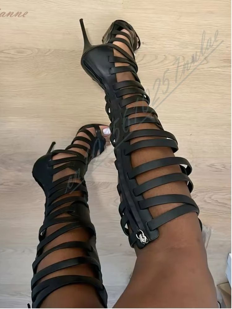 Women Black Open Toe Strappy M - đánh giá và giá Sandal Strappy Heeled