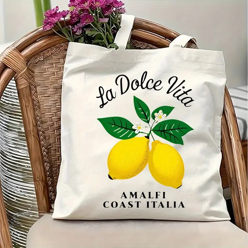 La Dolce Vita Lemon Canvas Tot - đánh giá và giá Tote Bag Beach