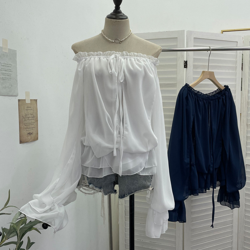 Off The Shoulder Chiffon Shirt - đánh giá và giá Blouse Off Shoulder
