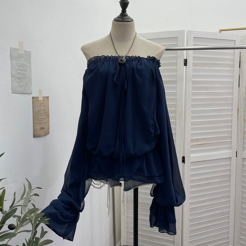 Off The Shoulder Chiffon Shirt - đánh giá và giá Blouse Off Shoulder