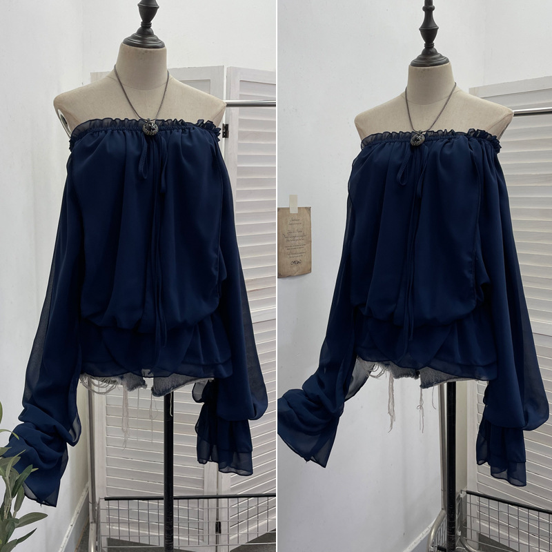 Off The Shoulder Chiffon Shirt - đánh giá và giá Blouse Off Shoulder