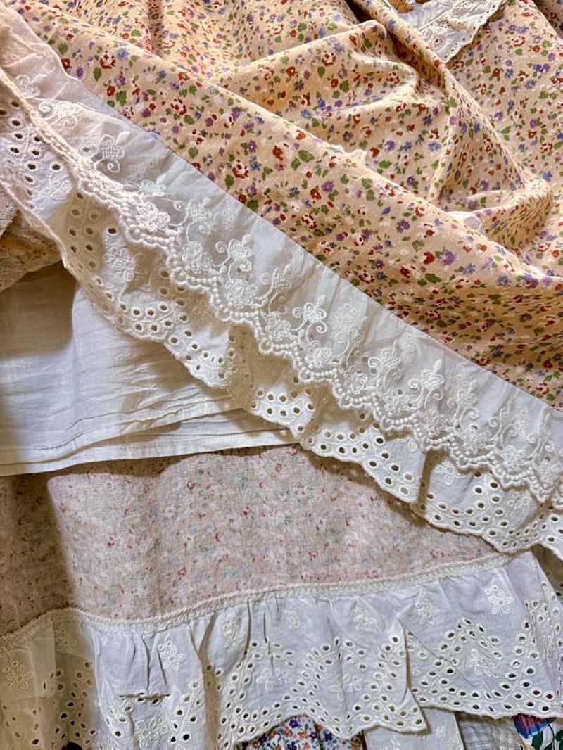 Autumn Cotton Ruffed Lace Swee - đánh giá và giá Midi Skirt Floral