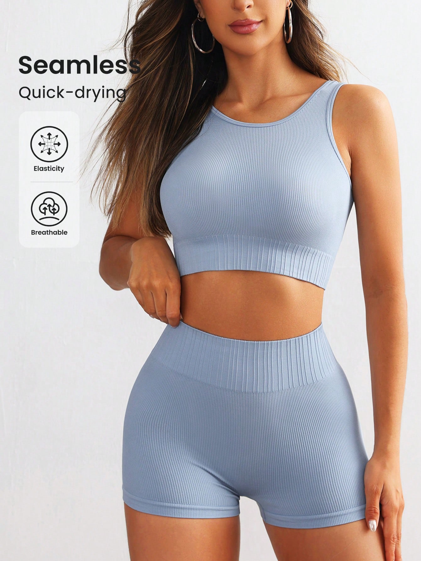 Women Seamless Ribbed Yoga Set - đánh giá và giá Crop Top Crochet